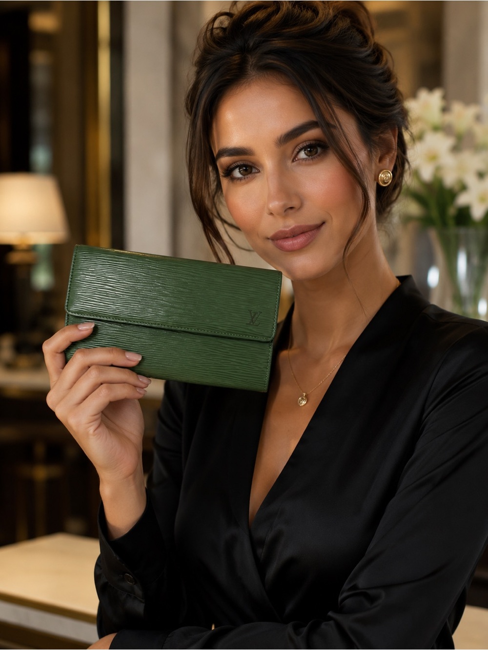 Louis Vuitton Green Sarah Epi Wallet